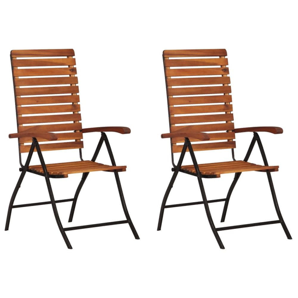 Vidaxl Sklápacie záhradné stoličky z akáciového dreva 2 ks